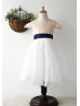 Blush Pink Sequin Ivory Tulle Knee Length Flower Girl Dress